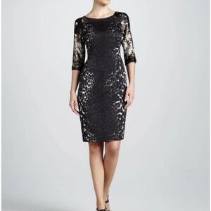 T Tahari Satin Animal Print Shift Dress Size 10